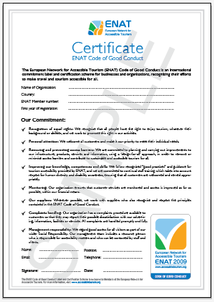 Sample of ENAT Code of Good Conduct Certificate.