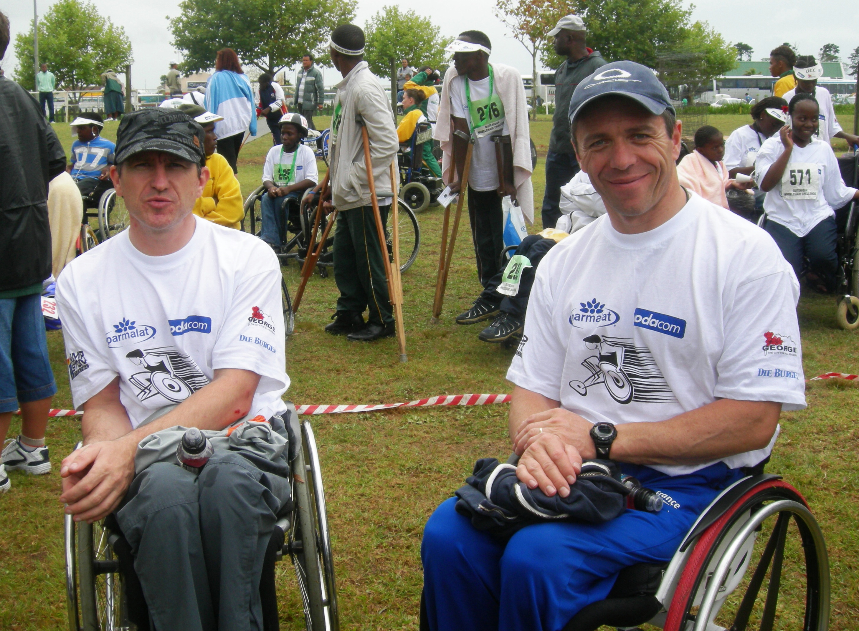 Photo of wheelchair race winners 