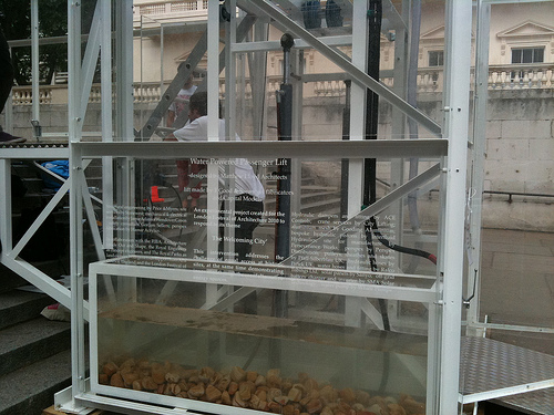 Photo of water-powered lift, close-up. By Sofia Gkiousou.