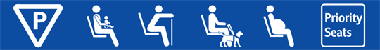 Priority seat logos showing different users