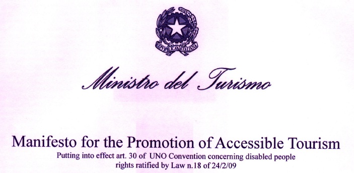 Title header of the Italian accessible tourism Manifesto 