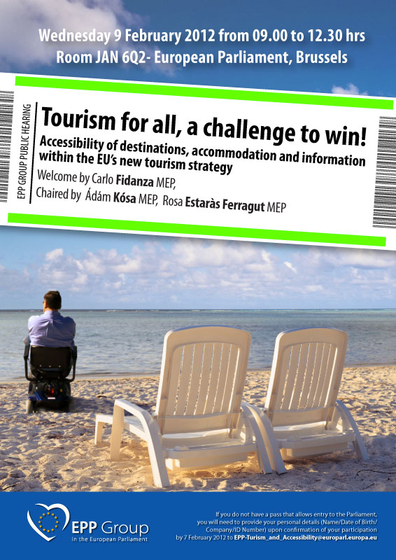 Image with announcement of the hearing on accessible tourism