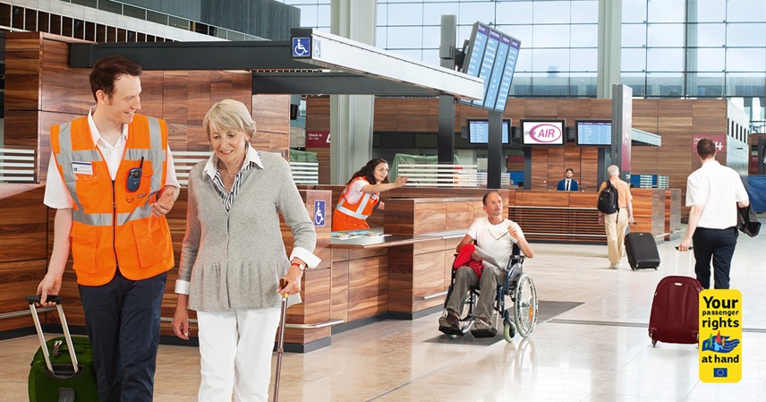 Image of PRM assistance for a senior in terminal building 