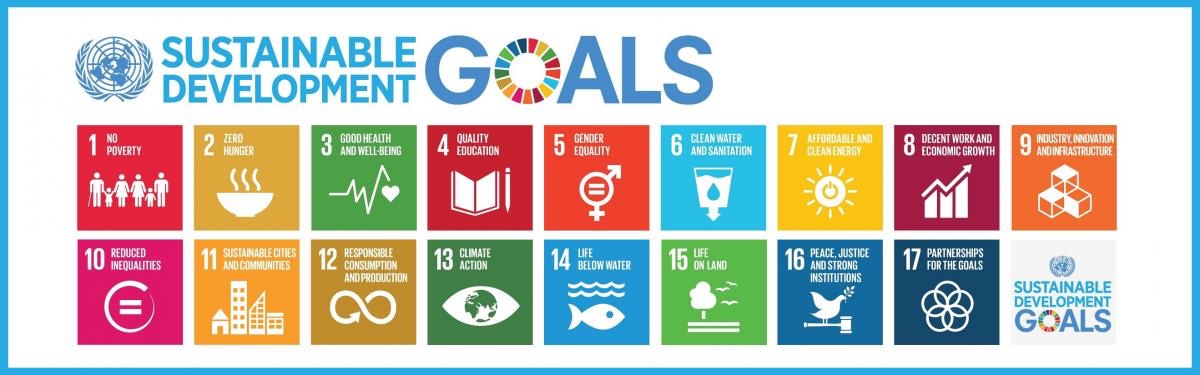 Image of the UN's 17 Sustainable Development Goals in a grid. 