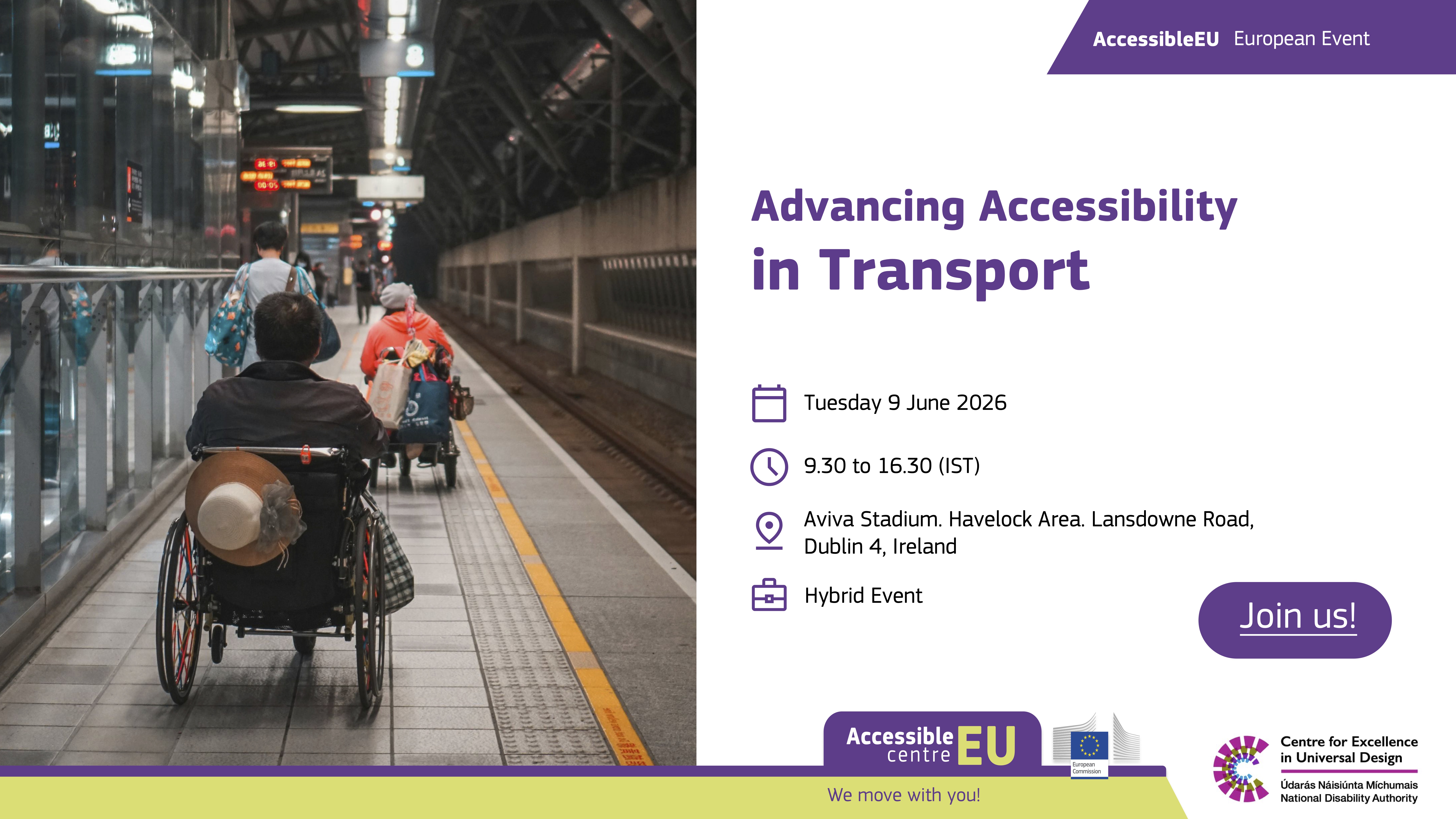 Join the AccessibleEU European Transport Event, Dublin, Ireland. 