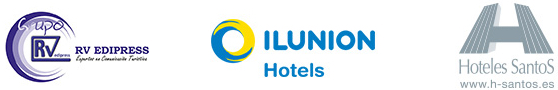 Logos of RV EDIPRESS, ILUNION HOTELS, Hoteles SantoS