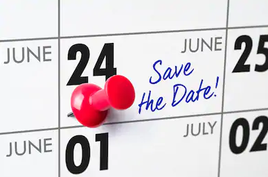 Image of calendar 24 June marked with a pin