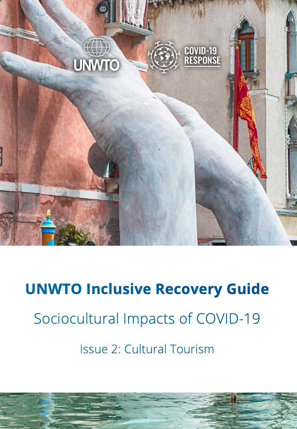 UNWTO Guide 2 cover page with large sculpture of hands touching an historical building