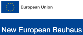 EU flag, European Commission and New European Bauhaus text