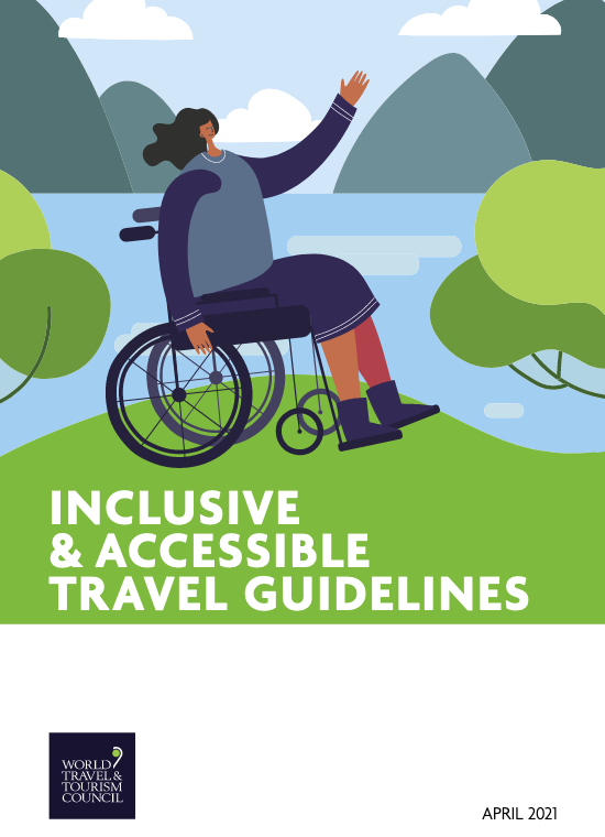 Cover image drawing wheelchair user in mountain and lake landscape