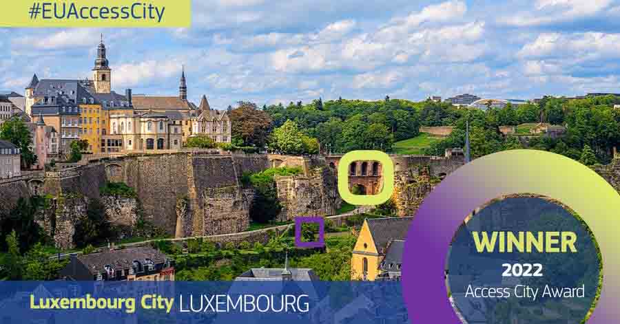 Image of Luxembourg city with text Access City award winner 2022