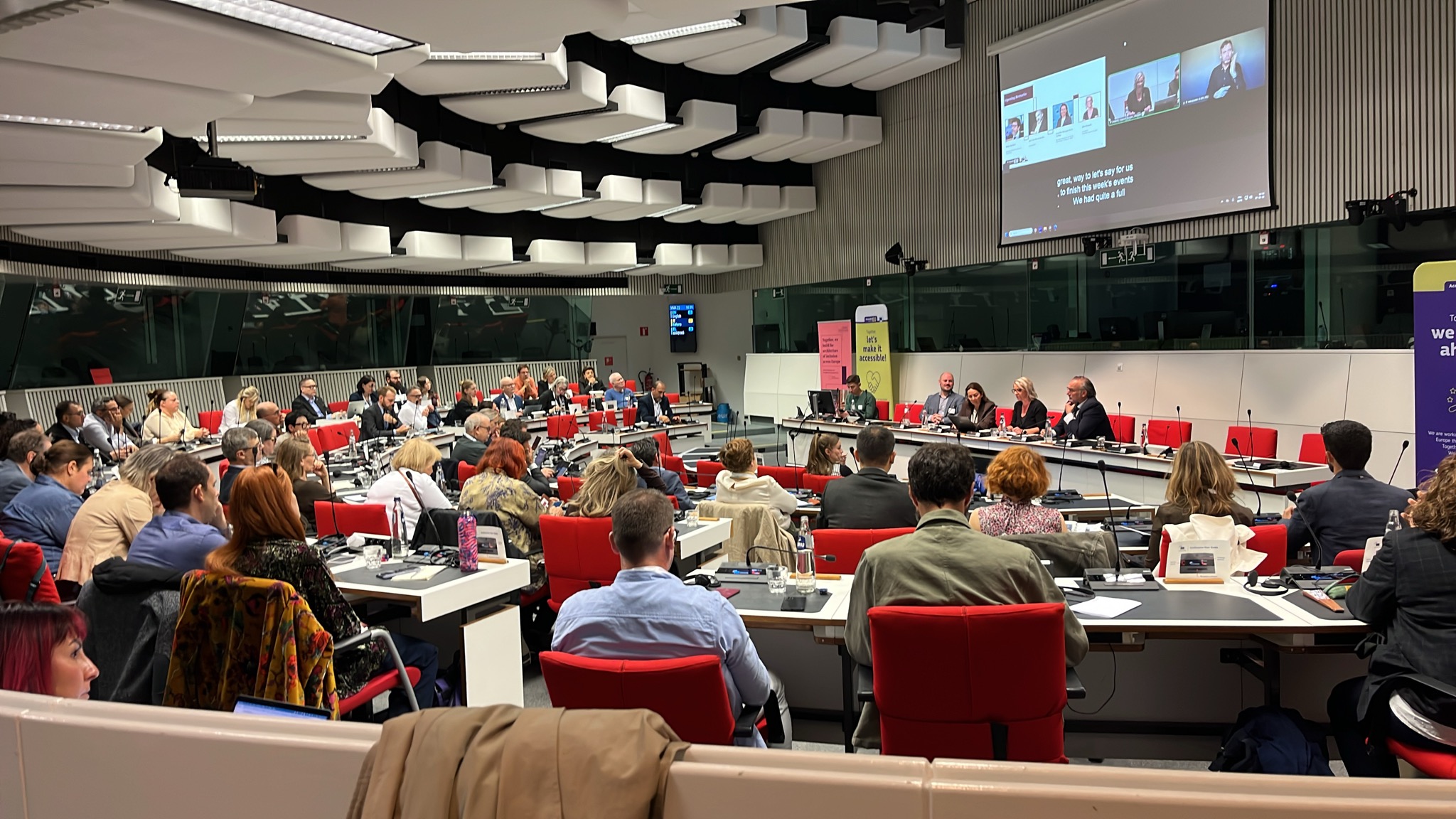 Image of meeting celebrating 30 years of Disability Support Europe in Brussels EESC conference room